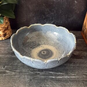 Handmade Studio Art Stoneware Bowl – Signed Rubin Ruiz, Scalloped Rim